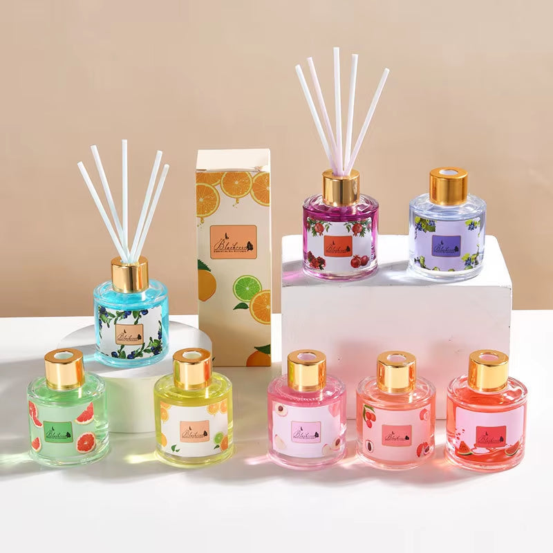 Luxury Home Fragrance 50ML Fashion Glass Bottle Fruity Scent Perfume Essential Oil Diffuser Scent Reed Diffuser