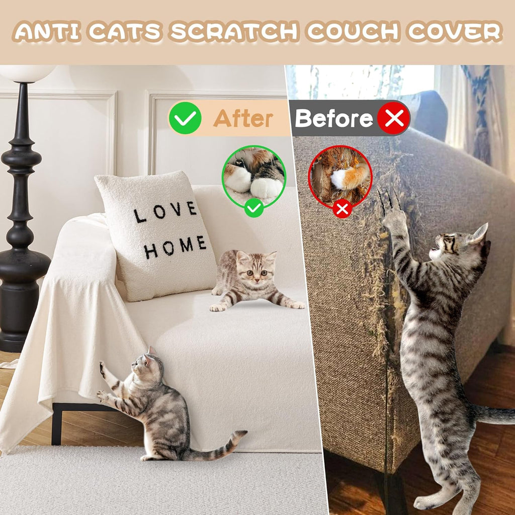 White Couch Cover Couch Covers for 3 Cushion Couch Sofa Pet Friendly Sectional Couch Covers L Shape Dog Couch Cover Protector for Sectional Sofa Covers Couch Protector, 71" X 134"