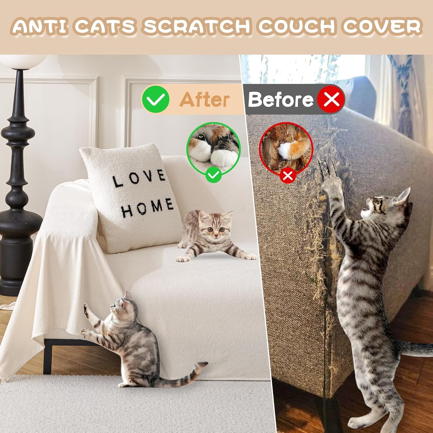 White Couch Cover Couch Covers for 3 Cushion Couch Sofa Pet Friendly Sectional Couch Covers L Shape Dog Couch Cover Protector for Sectional Sofa Covers Couch Protector, 71" X 134"