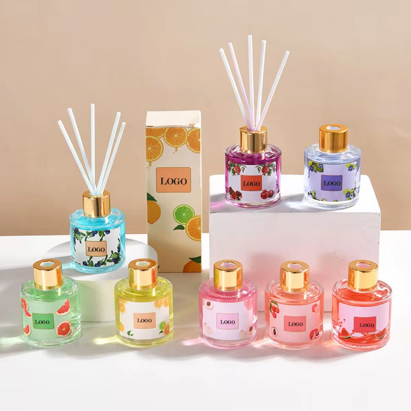 Luxury Home Fragrance 50ML Fashion Glass Bottle Fruity Scent Perfume Essential Oil Diffuser Scent Reed Diffuser