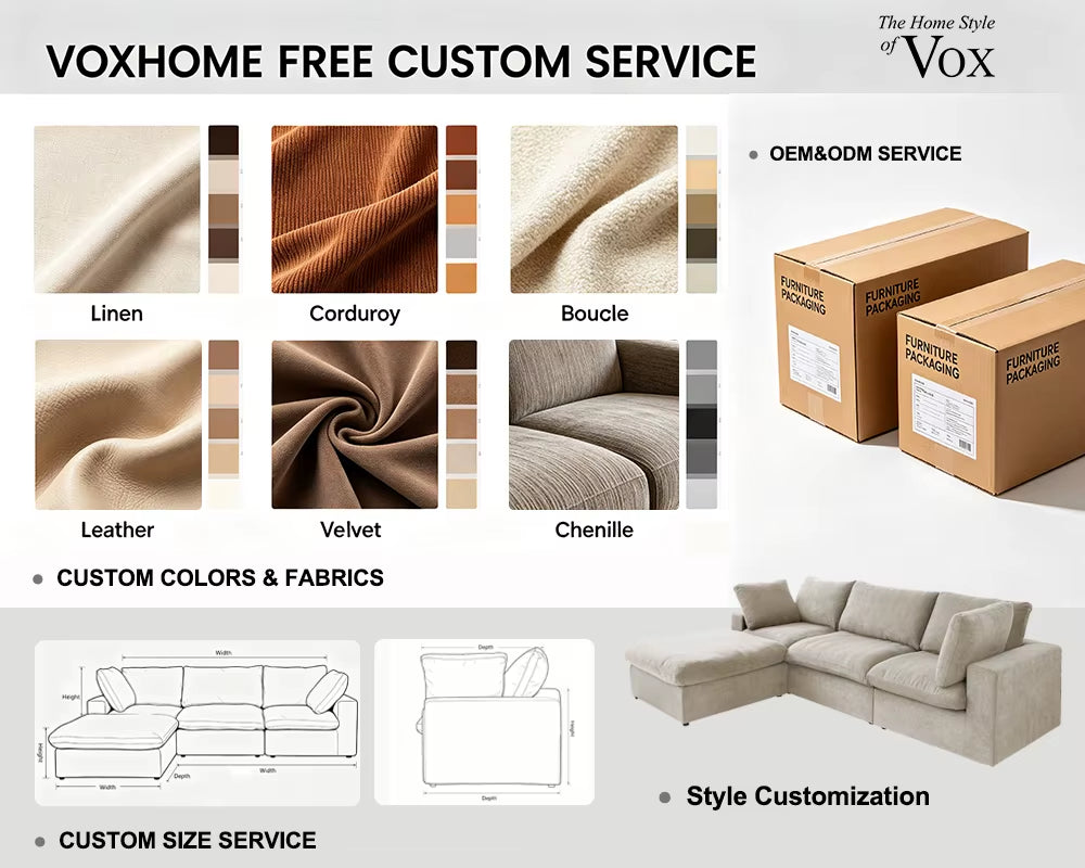 VOXHOME Vacuum Compressed Modern Living Room Apartment Light Grey Bubble Sofa 1 2 3 Seater Curved Football Sofas Couch Set