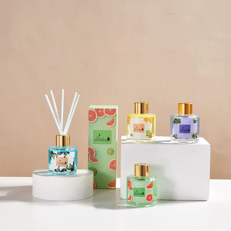 Luxury Home Fragrance 50ML Fashion Glass Bottle Fruity Scent Perfume Essential Oil Diffuser Scent Reed Diffuser
