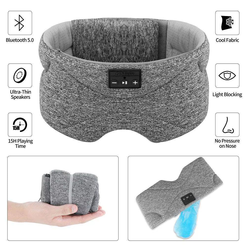 Sleep Mask Headphones Eye Mask Wireless Bt Hair Band Earphones Music Travel Sleeping Headphones Bluetooth